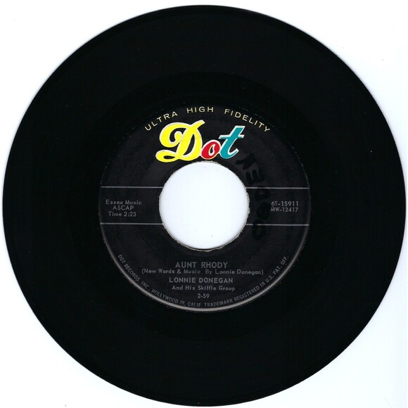 Lonnie Donegan 45 RPM - Does Your Chewing Gum Lose Its Flavor / Aunt Rhody VG - Picture 2 of 2